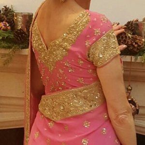 Lavishly Beaded/Embroidered Silk Chiffon Sari